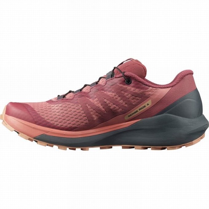 Tenis Para Trail Running Salomon SENSE RIDE 4 Mujer Rojos Oscuro | MX-136OMKR