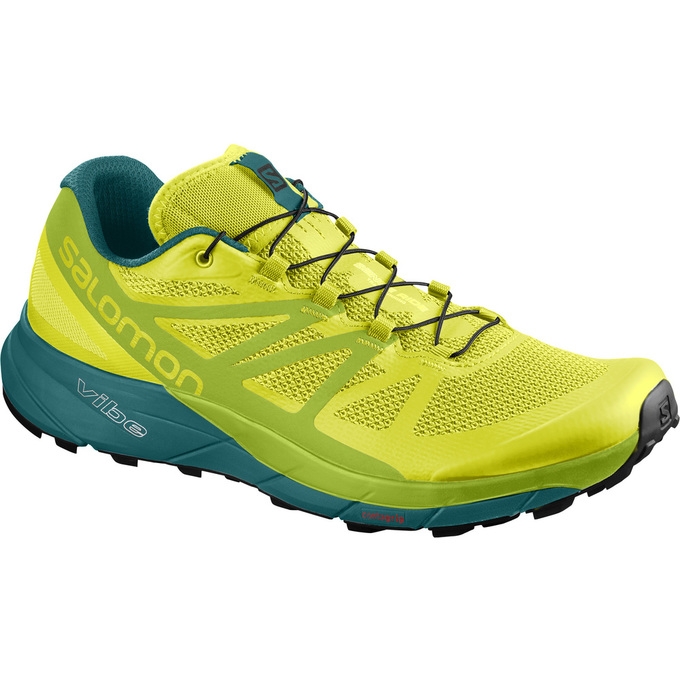 Tenis Para Trail Running Salomon SENSE RIDE Hombre Amarillos Verdes | MX-341EQMJ