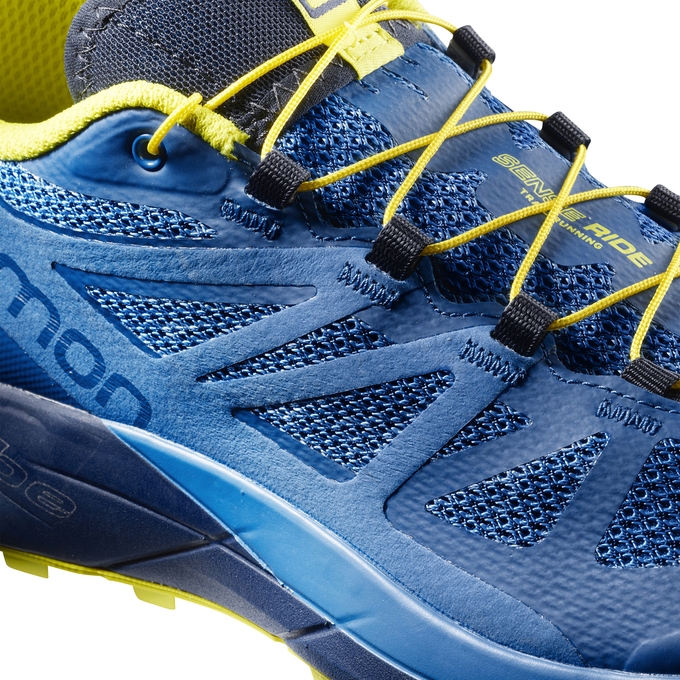 Tenis Para Trail Running Salomon SENSE RIDE Hombre Azules Azul Marino | MX-563ULTG