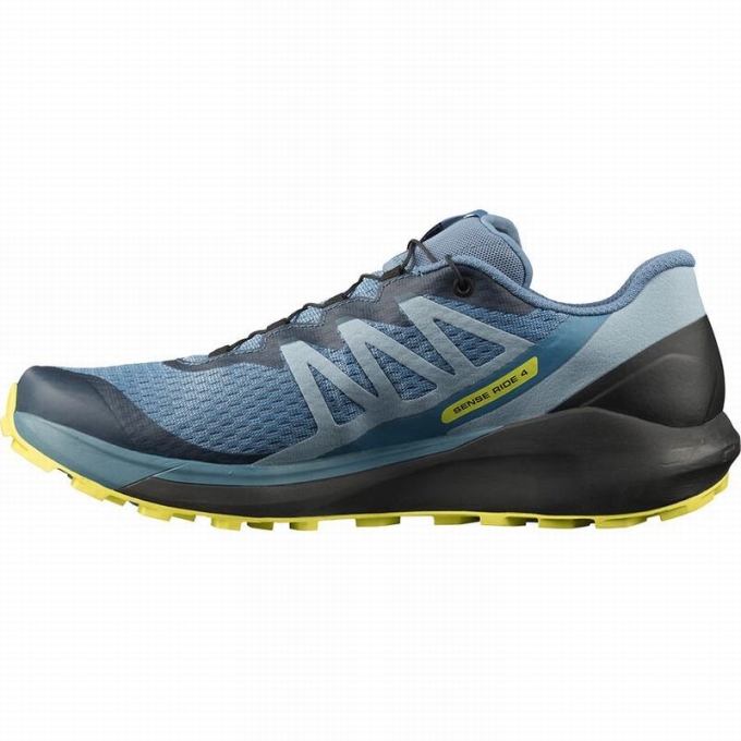 Tenis Para Trail Running Salomon SENSE RIDE 4 Hombre Azules Negros | MX-672UAFB