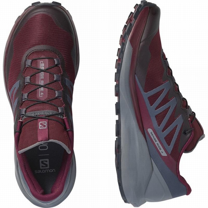 Tenis Para Trail Running Salomon SENSE RIDE 4 Mujer Vino | MX-718ALWJ