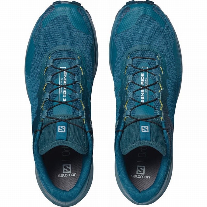 Tenis Para Trail Running Salomon SENSE RIDE 3 Hombre Azules | MX-914TOXM