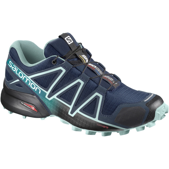 Tenis Para Trail Running Salomon SPEEDCROSS 4 WIDE W Mujer Azul Marino Negros | MX-104UFLO