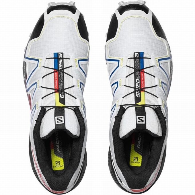 Tenis Para Trail Running Salomon SPEEDCROSS 3 RACING Hombre Blancos Negros | MX-160QEKN