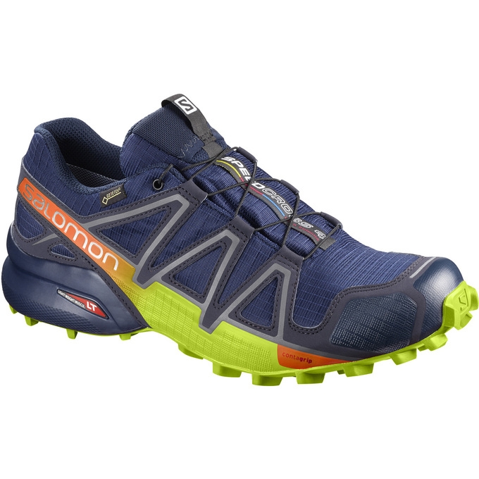 Tenis Para Trail Running Salomon SPEEDCROSS 4 GTX Hombre Azul Marino Verdes | MX-193LIPR