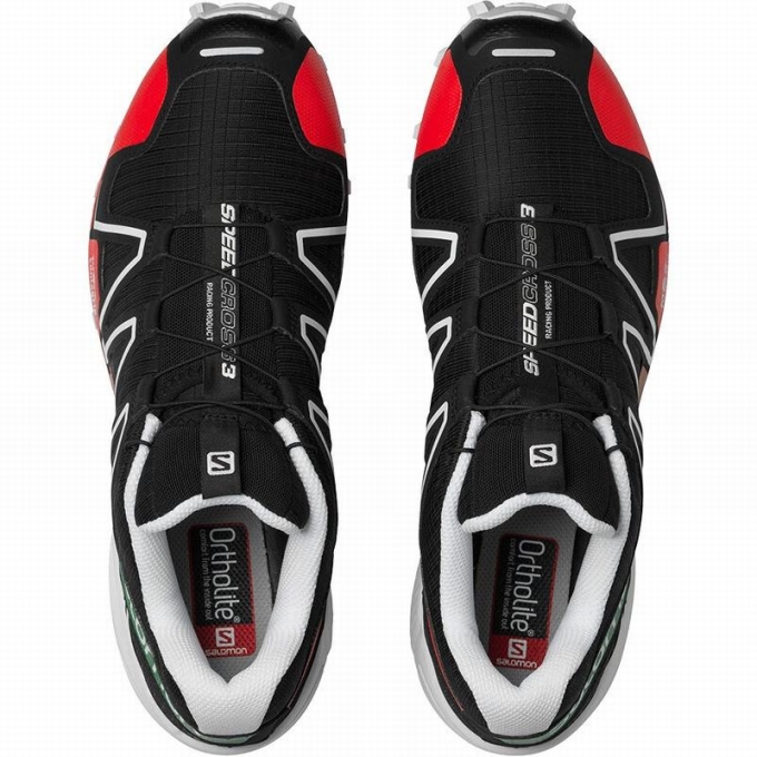 Tenis Para Trail Running Salomon SPEEDCROSS 3 Hombre Negros Blancos | MX-346GRZU