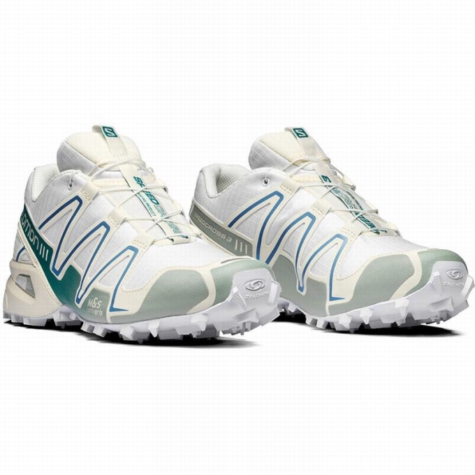 Tenis Para Trail Running Salomon SPEEDCROSS 3 Hombre Blancos Turquesa Claro | MX-387ZHKG