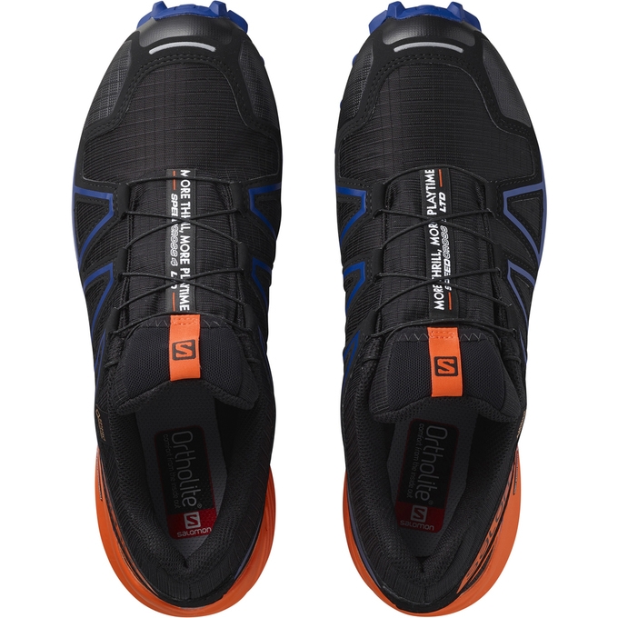 Tenis Para Trail Running Salomon SPEEDCROSS 4 GTX LTD Hombre Negros Azul Marino Naranjas | MX-498MIFZ