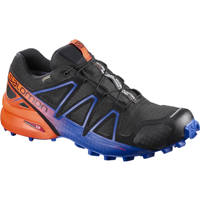 Tenis Para Trail Running Salomon SPEEDCROSS 4 GTX LTD Hombre Negros Azul Marino Naranjas | MX-498MIFZ