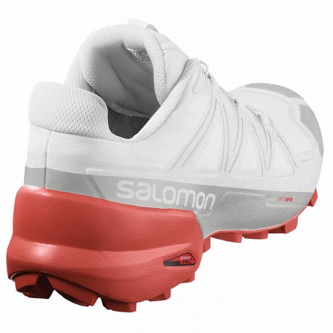 Tenis Para Trail Running Salomon SPEEDCROSS 5 Hombre Blancos Rojos | MX-631XJIF