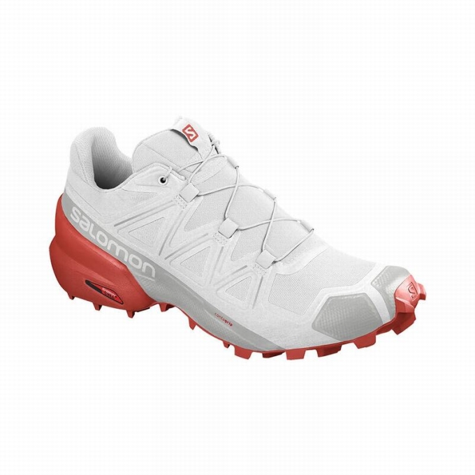 Tenis Para Trail Running Salomon SPEEDCROSS 5 Hombre Blancos Rojos | MX-631XJIF