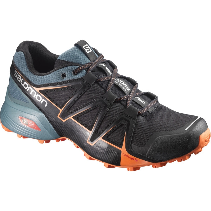 Tenis Para Trail Running Salomon SPEEDCROSS VARIO 2 Hombre Negros Naranjas | MX-650GYHV