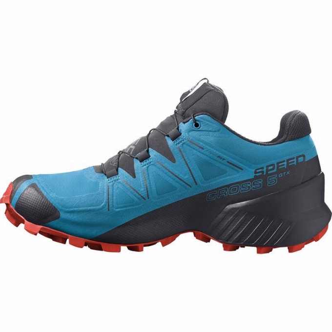 Tenis Para Trail Running Salomon SPEEDCROSS 5 GORE-TEX Hombre Azules Negros | MX-790TDPE