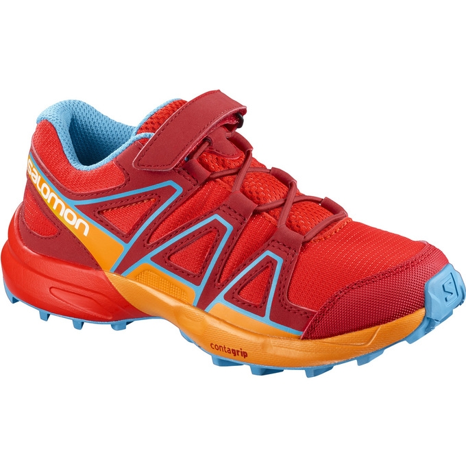 Tenis Para Trail Running Salomon SPEEDCROSS BUNGEE K Niños Rojos Naranjas | MX-827TYQX