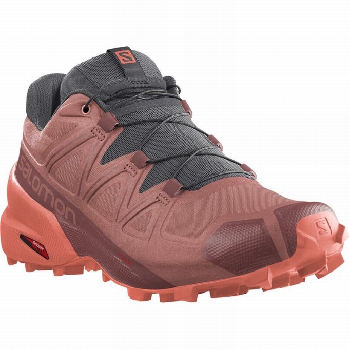 Tenis Para Trail Running Salomon SPEEDCROSS 5 Mujer Rojos Oscuro | MX-925AZWO