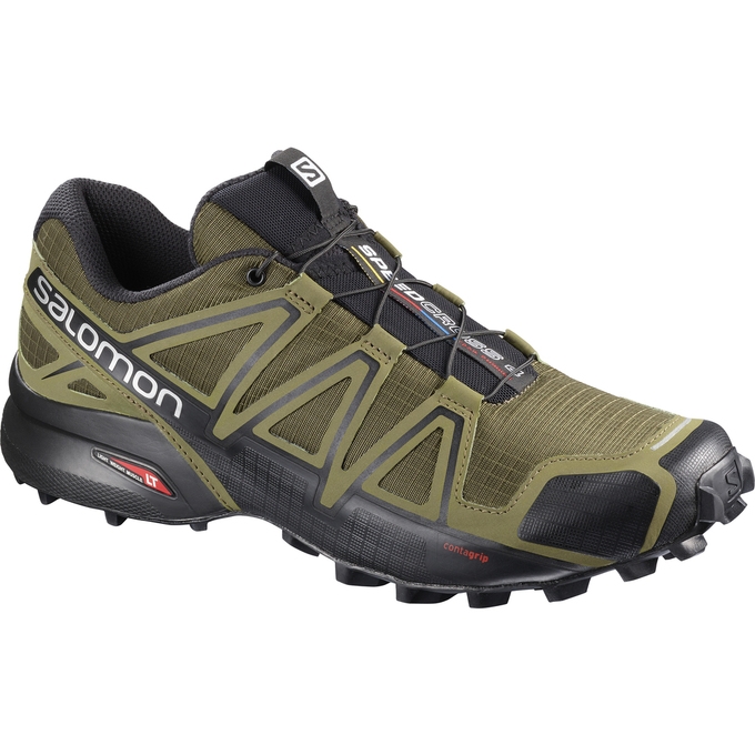 Tenis Para Trail Running Salomon SPEEDCROSS 4 Hombre Kaki Negros | MX-947YJBL