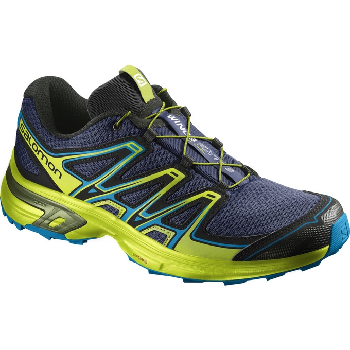 Tenis Para Trail Running Salomon WINGS FLYTE 2 Hombre Azul Marino Amarillos | MX-265FNRA