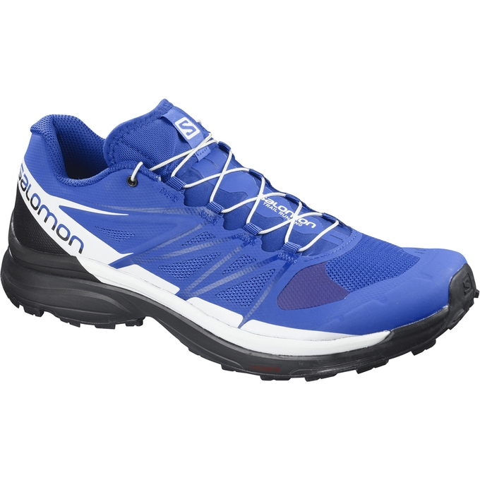 Tenis Para Trail Running Salomon WINGS PRO 3 Hombre Azules Blancos Negros | MX-132IJHT