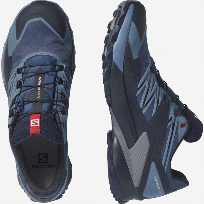 Tenis Para Trail Running Salomon WINGS SKY GORE-TEX Hombre Azul Marino Rojos | MX-483GHDE