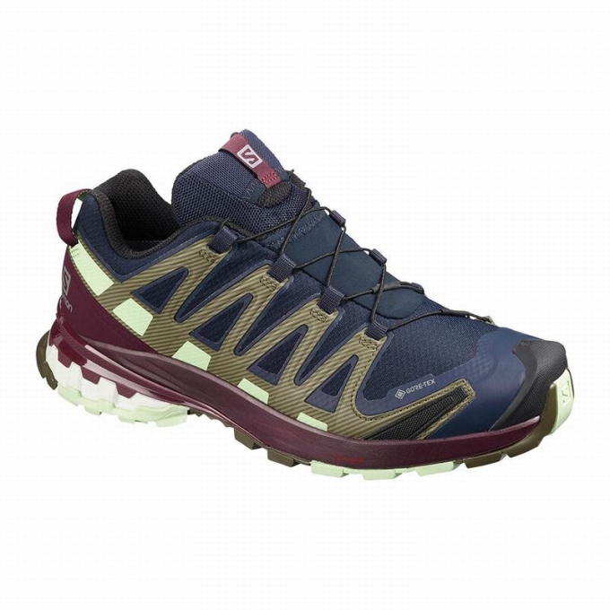 Tenis Para Trail Running Salomon XA PRO 3D V8 GORE-TEX Mujer Azul Marino Vino | MX-216JQRU