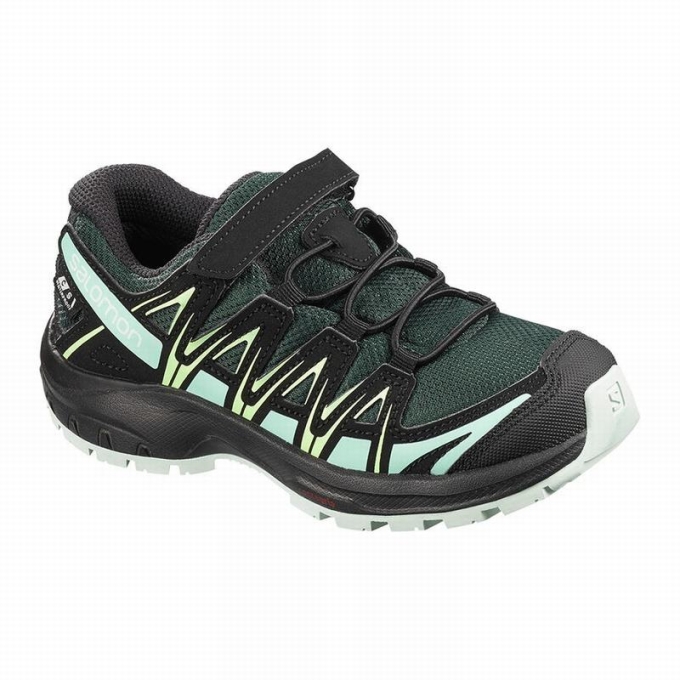 Tenis Para Trail Running Salomon XA PRO 3D CSWP K Niños Verdes Negros | MX-482NYOW