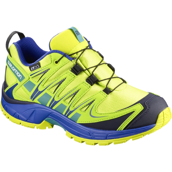 Tenis Para Trail Running Salomon XA PRO 3D CSWP J Niños Amarillos Azules | MX-587ULMS