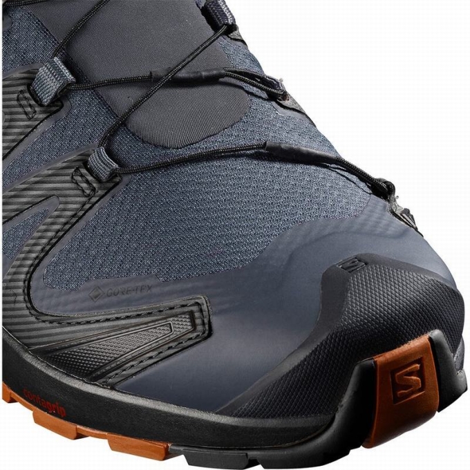 Tenis Para Trail Running Salomon XA PRO 3D V8 GORE-TEX WIDE Hombre Azules Oscuro Negros | MX-970SEML