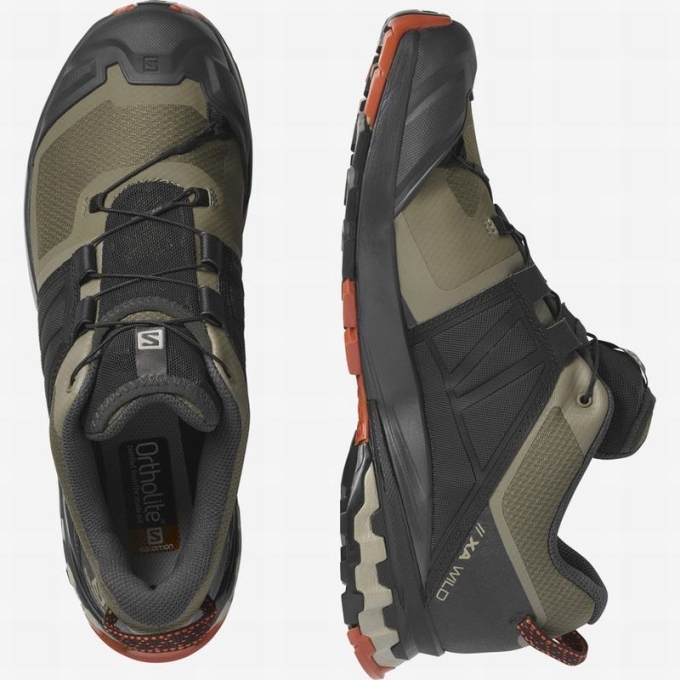 Tenis Para Trail Running Salomon XA WILD Hombre Verde Oliva Negros | MX-067GTXA