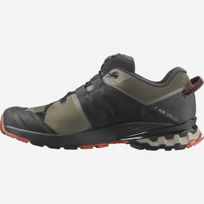 Tenis Para Trail Running Salomon XA WILD Hombre Verde Oliva Negros | MX-067GTXA