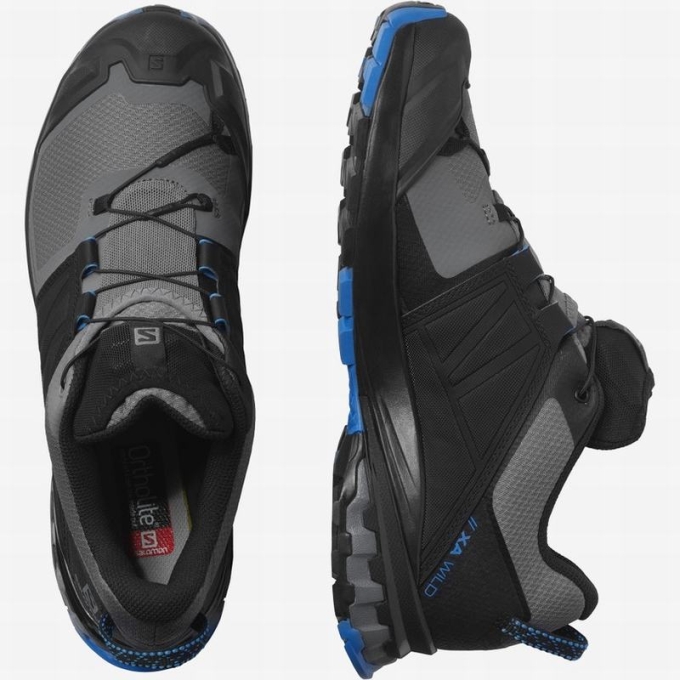 Tenis Para Trail Running Salomon XA WILD Hombre Negros Azules | MX-857SEKV