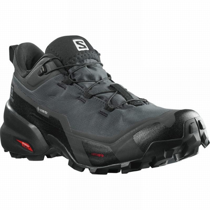 Tenis Senderismo Salomon CROSS HIKE GORE-TEX Hombre Grises Oscuro Negros | MX-028ELKJ