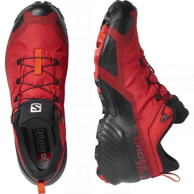 Tenis Senderismo Salomon CROSS HIKE GORE-TEX Hombre Negros Rojos Naranjas | MX-273ISNV