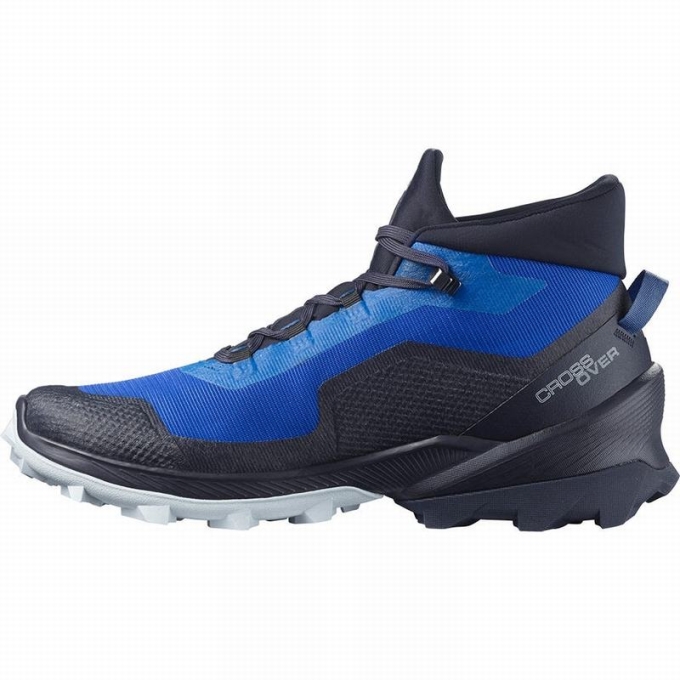 Tenis Senderismo Salomon CROSS OVER CHUKKA GORE-TEX Hombre Azules Negros | MX-352NFAO