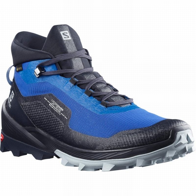 Tenis Senderismo Salomon CROSS OVER CHUKKA GORE-TEX Hombre Azules Negros | MX-352NFAO