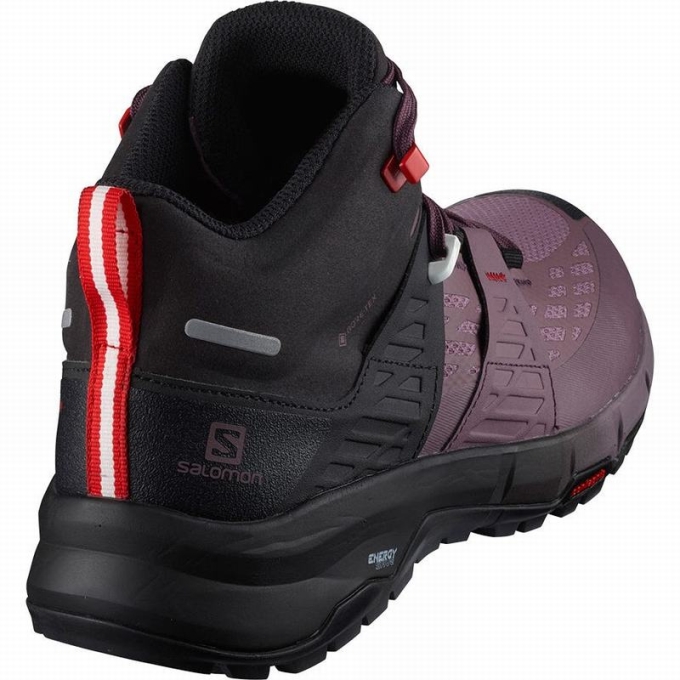 Tenis Senderismo Salomon ODYSSEY MID GTX W Mujer Negros Rojos | MX-796SXRV