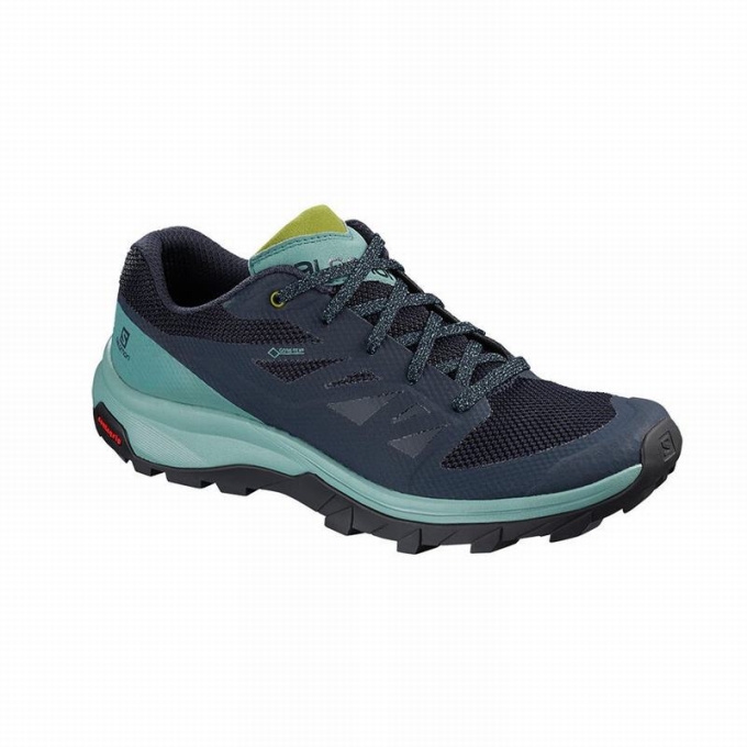 Tenis Senderismo Salomon OUTLINE GORE-TEX Mujer Turquesa Azul Marino | MX-156JKYT