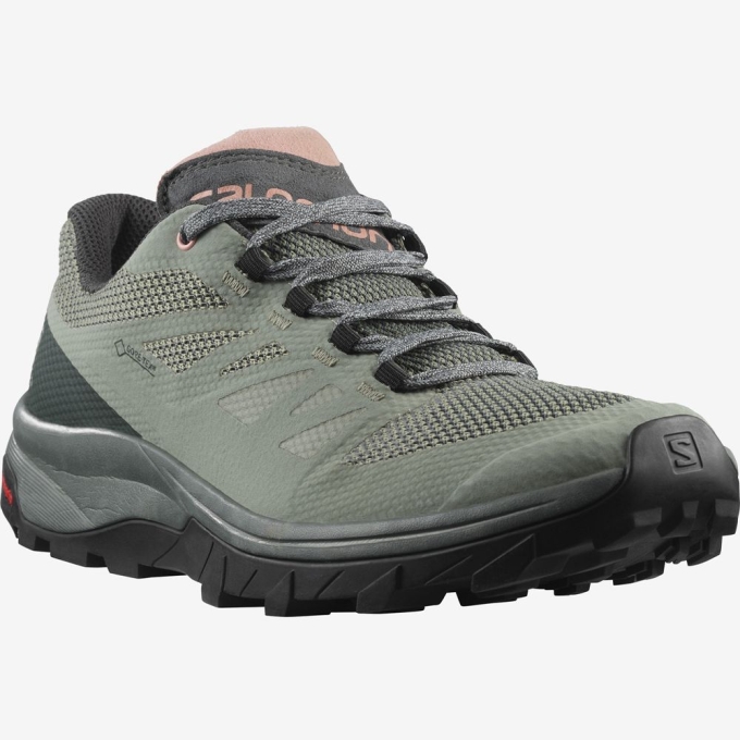 Tenis Senderismo Salomon OUTLINE GORE-TEX Mujer Verde Oliva | MX-946KOEQ