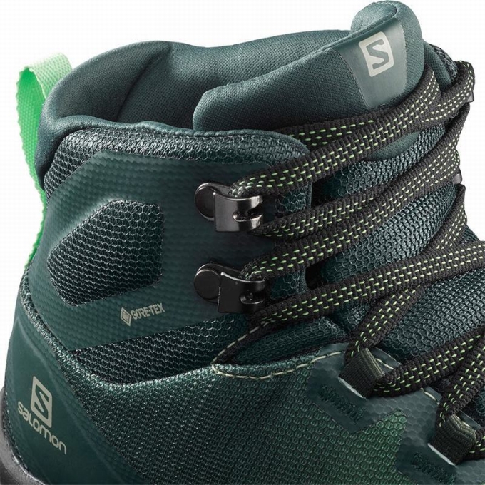 Tenis Senderismo Salomon VAYA MID GORE-TEX Mujer Verdes Grises | MX-492TRFK