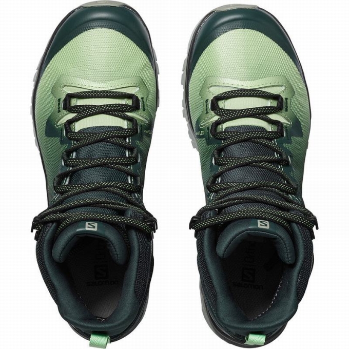 Tenis Senderismo Salomon VAYA MID GORE-TEX Mujer Verdes Grises | MX-492TRFK