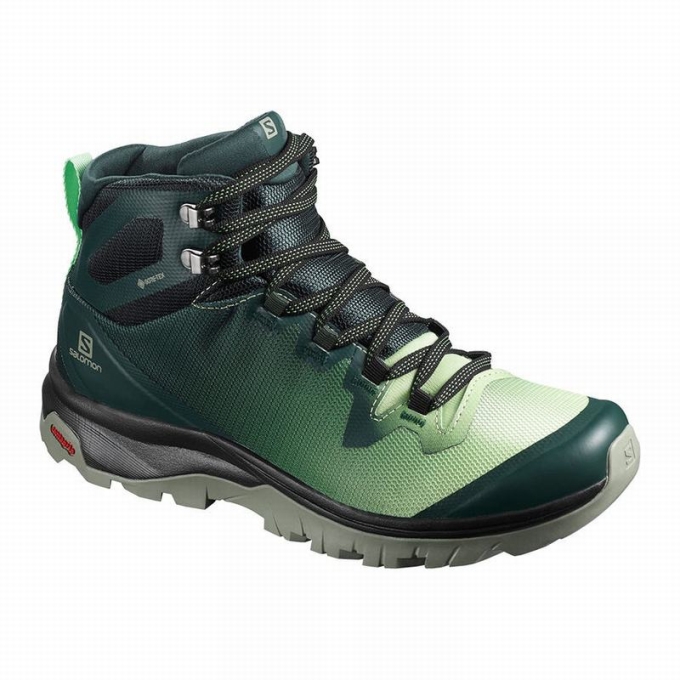 Tenis Senderismo Salomon VAYA MID GORE-TEX Mujer Verdes Grises | MX-492TRFK