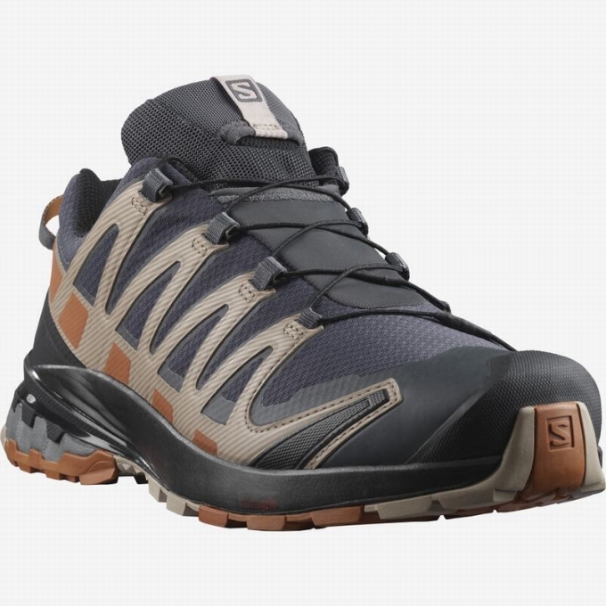 Tenis Senderismo Salomon XA PRO 3D V8 GORE-TEX WIDE Hombre Azules Oscuro Negros | MX-845KQDW