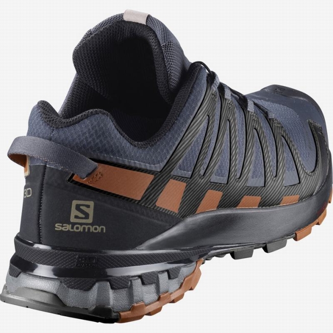 Tenis Senderismo Salomon XA PRO 3D V8 GORE-TEX WIDE Hombre Azules Oscuro Negros | MX-845KQDW