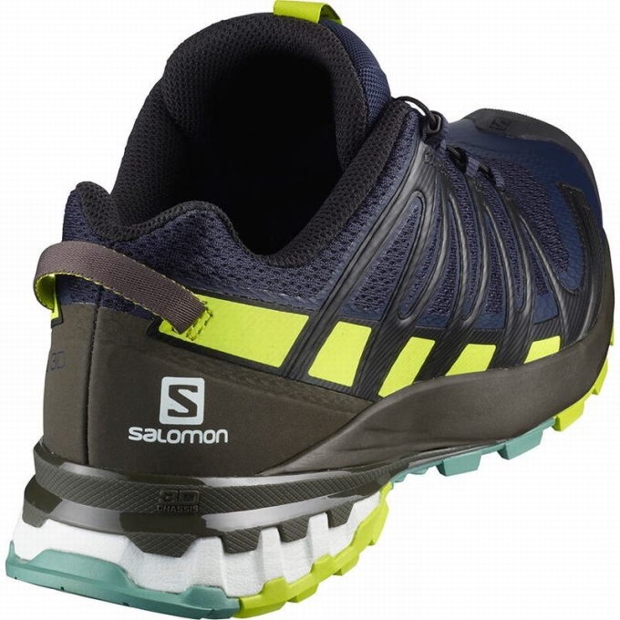 Tenis Senderismo Salomon XA PRO 3D V8 Hombre Azul Marino Verdes Claro | MX-935EGRM