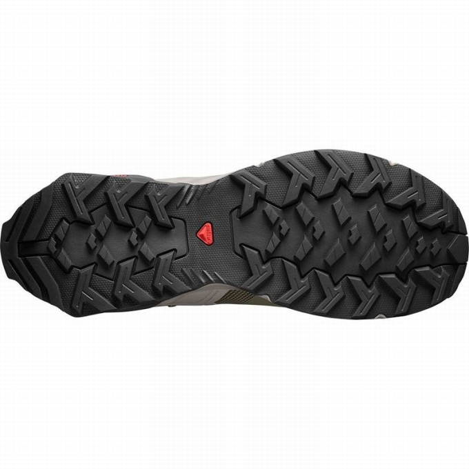 Tenis Senderismo Salomon X RAISE MID GORE-TEX Hombre Verde Oliva Negros | MX-596ICBS