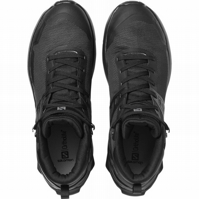 Tenis Senderismo Salomon X RAISE MID GORE-TEX Hombre Negros | MX-875FHBC