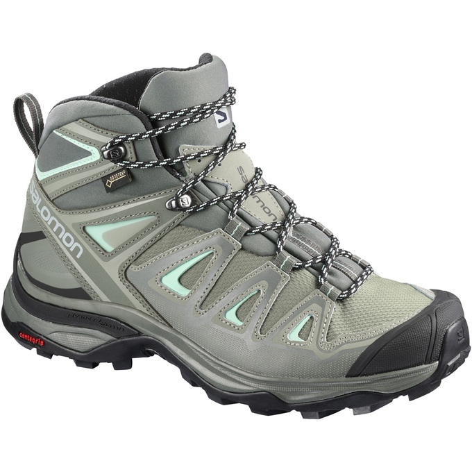 Tenis Senderismo Salomon X ULTRA 3 MID GTX W Mujer Grises | MX-927AWHF