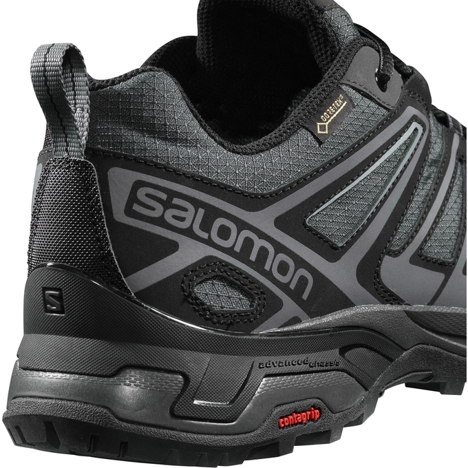 Tenis Senderismo Salomon X ULTRA 3 PRIME GTX Hombre Plateados Negros | MX-106GLWD