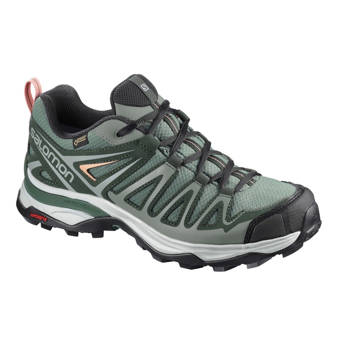 Tenis Senderismo Salomon X ULTRA 3 PRIME GTX W Mujer Verdes Claro | MX-501CQPD