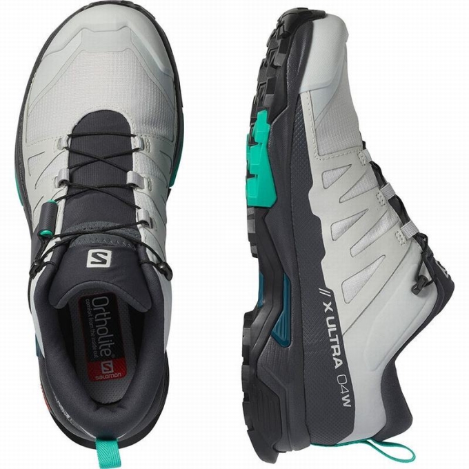 Tenis Senderismo Salomon X ULTRA 4 GORE-TEX Mujer Grises Verde Menta | MX-657QHMG