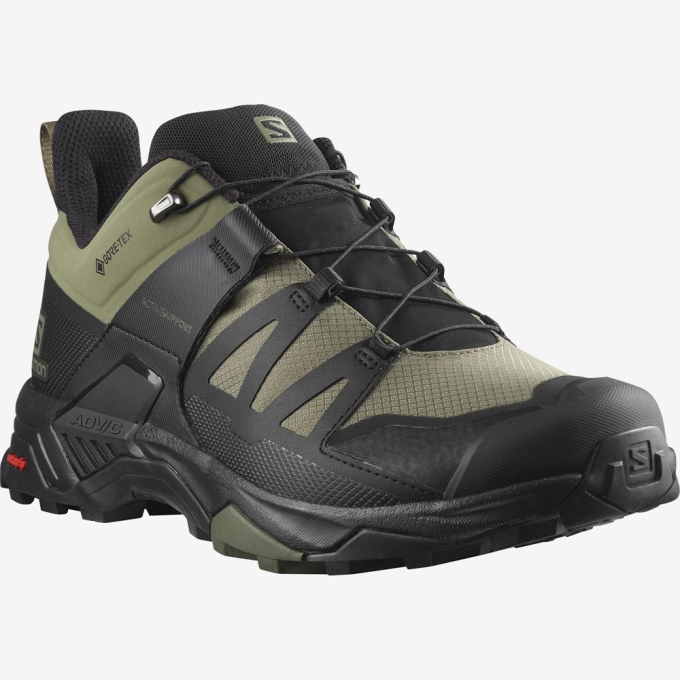 Tenis Senderismo Salomon X ULTRA 4 WIDE GORE-TEX Hombre Verdes | MX-481NZYK